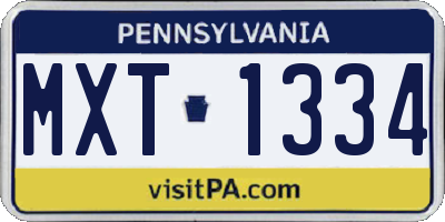 PA license plate MXT1334