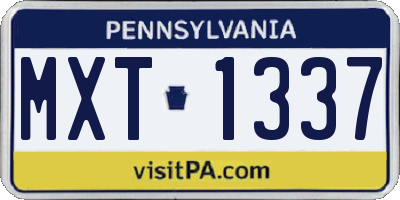 PA license plate MXT1337