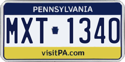 PA license plate MXT1340