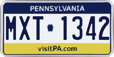 PA license plate MXT1342