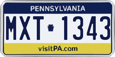 PA license plate MXT1343