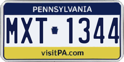 PA license plate MXT1344