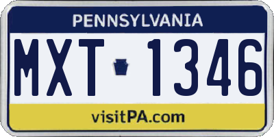 PA license plate MXT1346