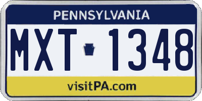 PA license plate MXT1348