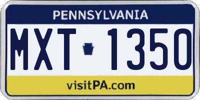 PA license plate MXT1350