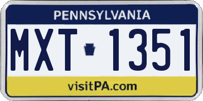 PA license plate MXT1351
