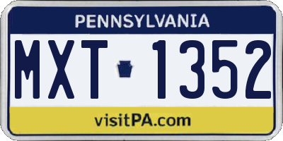 PA license plate MXT1352