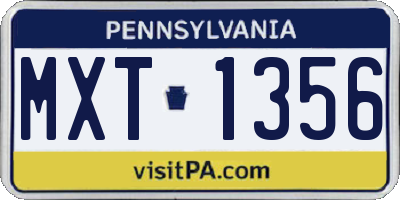 PA license plate MXT1356