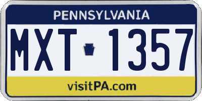 PA license plate MXT1357