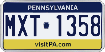 PA license plate MXT1358
