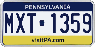 PA license plate MXT1359