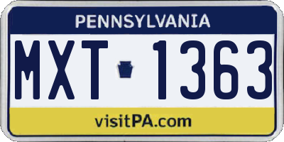 PA license plate MXT1363