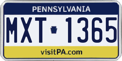 PA license plate MXT1365