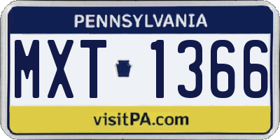 PA license plate MXT1366