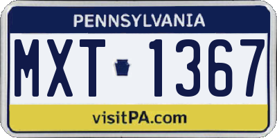 PA license plate MXT1367