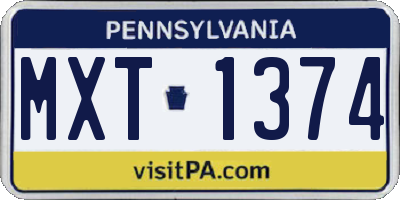 PA license plate MXT1374