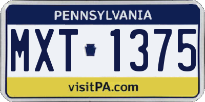 PA license plate MXT1375