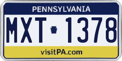 PA license plate MXT1378