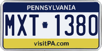PA license plate MXT1380