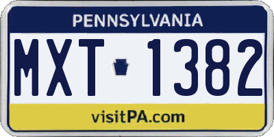 PA license plate MXT1382