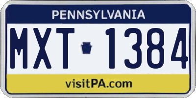PA license plate MXT1384