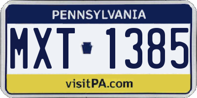 PA license plate MXT1385
