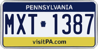 PA license plate MXT1387