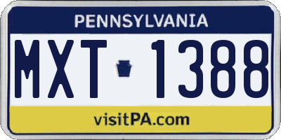PA license plate MXT1388