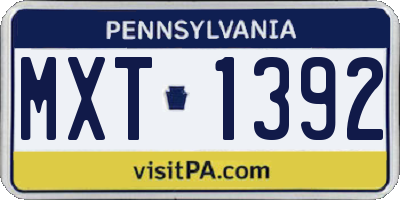 PA license plate MXT1392