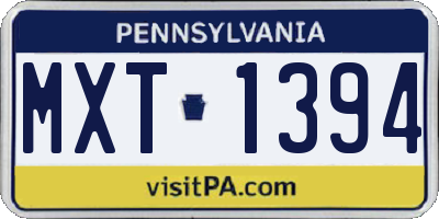 PA license plate MXT1394