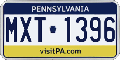 PA license plate MXT1396