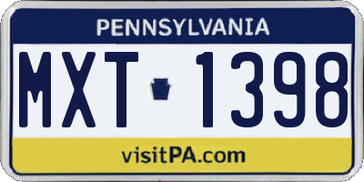 PA license plate MXT1398