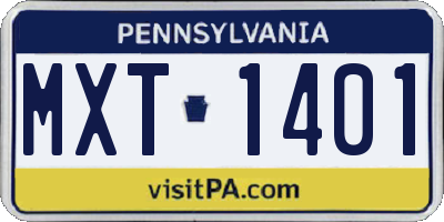 PA license plate MXT1401