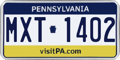 PA license plate MXT1402