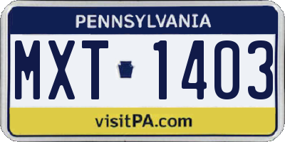 PA license plate MXT1403