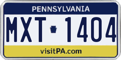 PA license plate MXT1404