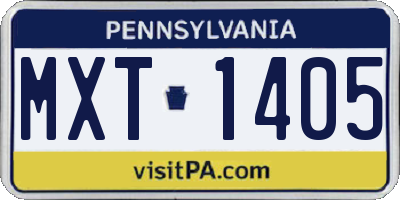 PA license plate MXT1405