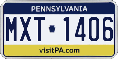 PA license plate MXT1406