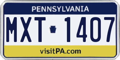 PA license plate MXT1407