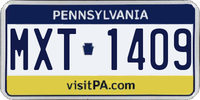 PA license plate MXT1409