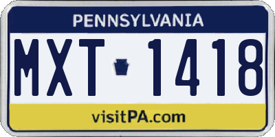 PA license plate MXT1418