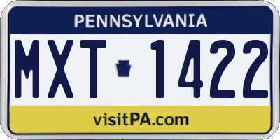 PA license plate MXT1422