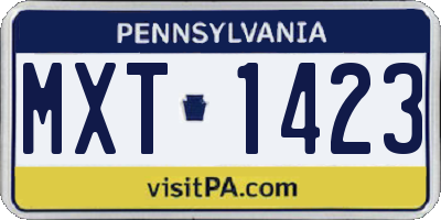 PA license plate MXT1423