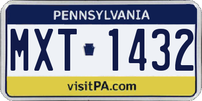 PA license plate MXT1432