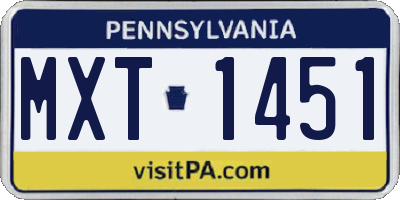 PA license plate MXT1451