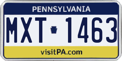 PA license plate MXT1463
