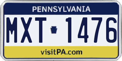 PA license plate MXT1476