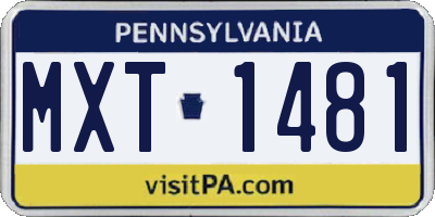 PA license plate MXT1481