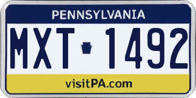 PA license plate MXT1492