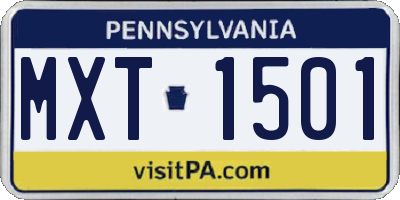 PA license plate MXT1501